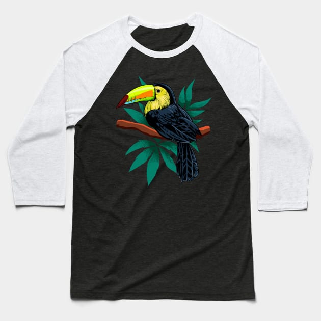 Bird of paradise - drawing of toucan Baseball T-Shirt by Modern Medieval Design